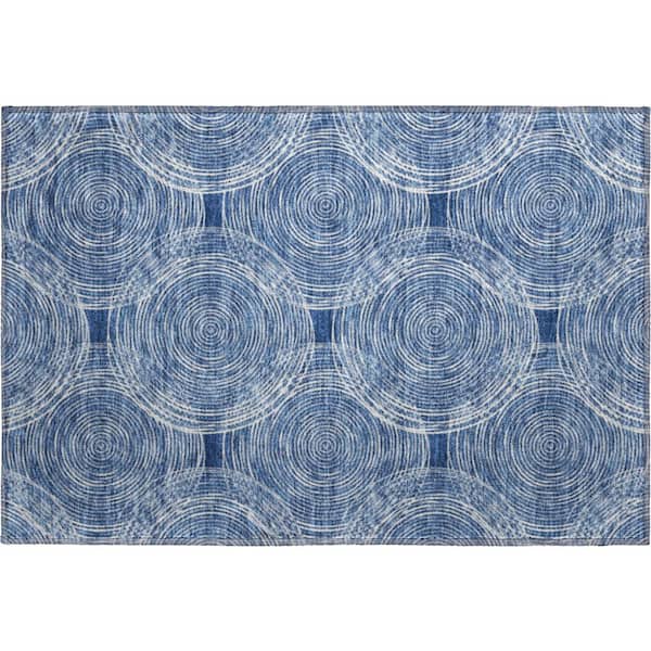 Mayfield Premium Machine Washable Abstract AMF2534 Navy 2 ft. x 3 ft. Accent Rug