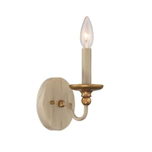 Westchester County 1-Light Farm House White with Gilded Gold Leaf Wall Sconce