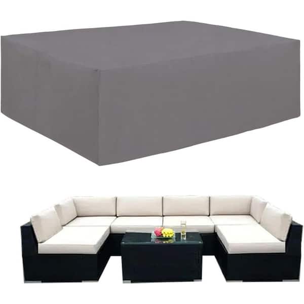 Outdoor Garden Patio Furniture Cover Dustproof And Waterproof 500D Oxford Cloth, 126 in. L x 63 in. W x 28 in. H, Grey