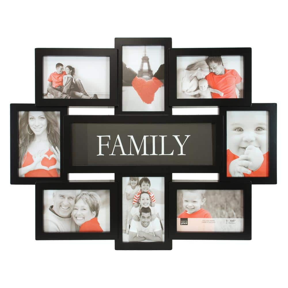 4x6 Collage Picture Frames 2 Pack, 9 Opening Black Multi Photo