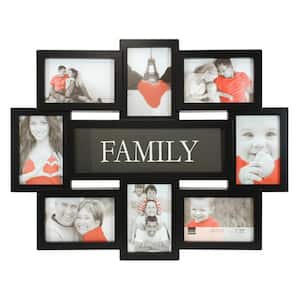 Family 8 Openings Collage Frame - Black, 17.5" by 22", 8 - 4" x 6" Photos