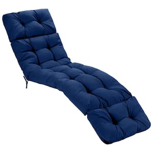 73 in. L x 22 in. W 1-Piece Outdoor Chaise Lounge Cushion with String Ties in Navy