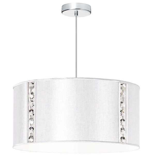 Radionic Hi Tech Elise 3-Light Pearl Pendant with Crystal Accents and Silk Glow Drum Shade