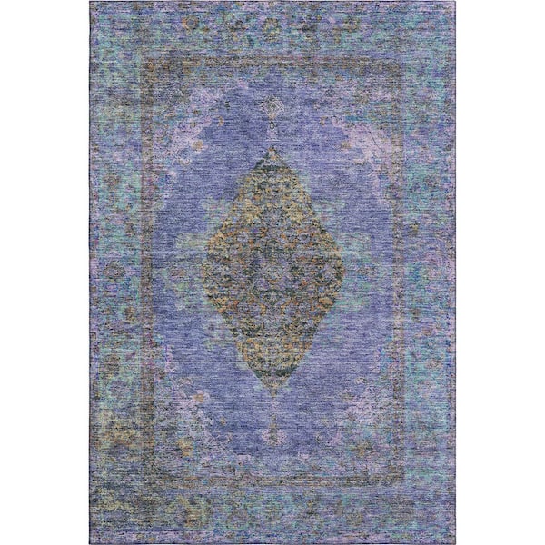 Mayfield Premium Machine Washable Abstract AMF2021 Purple 9 ft. x 12 ft. Area Rug