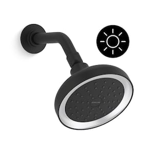 Arise 1-Spray Pattern 5.6875 in. Lighted Wall Mount Fixed Shower Head in Matte Black