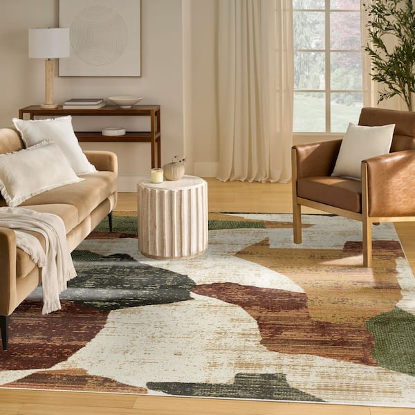 Nordic Beige Multi 8 ft. x 10 ft. Abstract Contemporary Area Rug