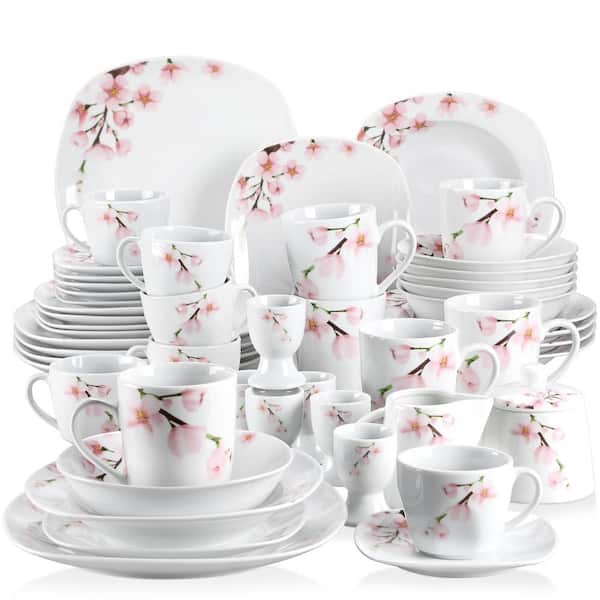 VEWEET 30/60 Piece Christmas Gift Porcelain Dinnerware Set with 6