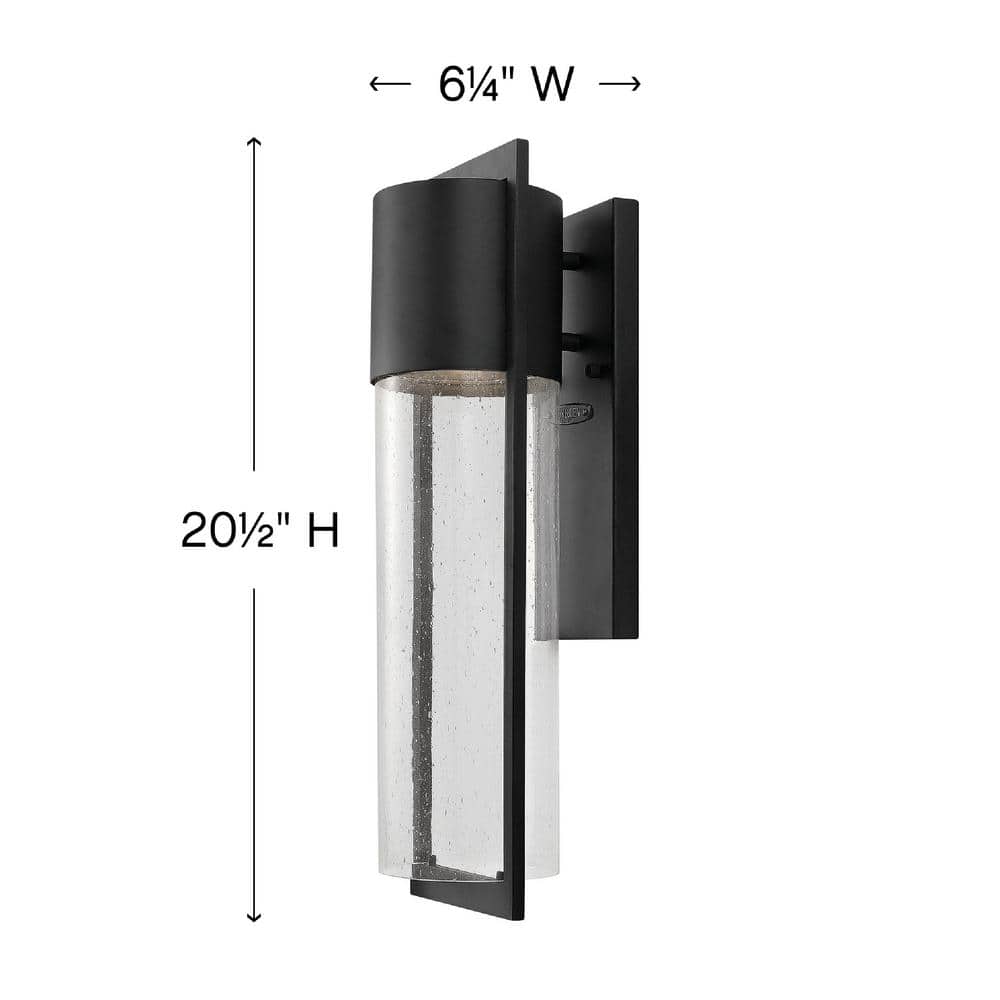 Hematite Black Cylinder Outdoor Wall Sconce with Seedy Glass
