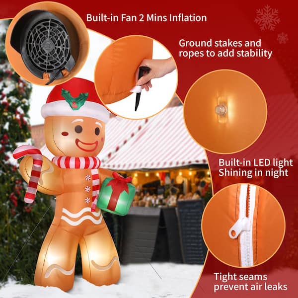Winado 7.87 ft. x 4.27 ft. Gingerbread Man Inflatable with LED Lights  184421036586 - The Home Depot