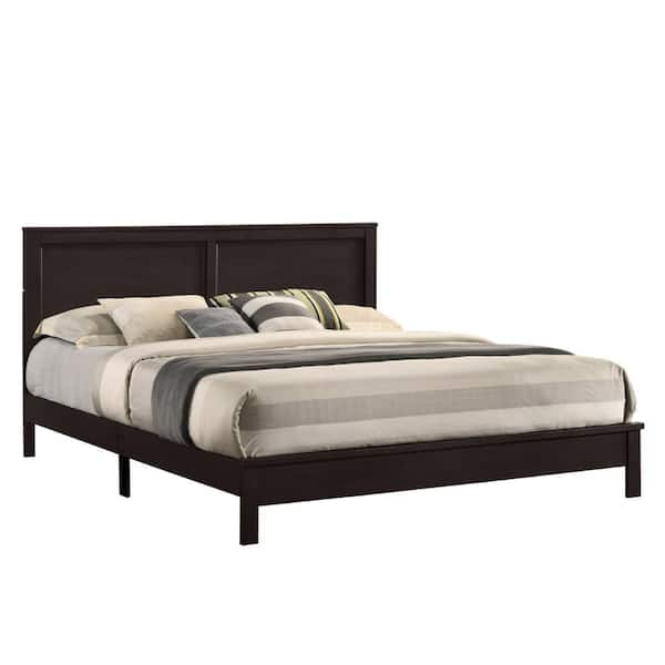 Benjara Brown Wood Frame King Platform Bed with Head Board BM287981 ...