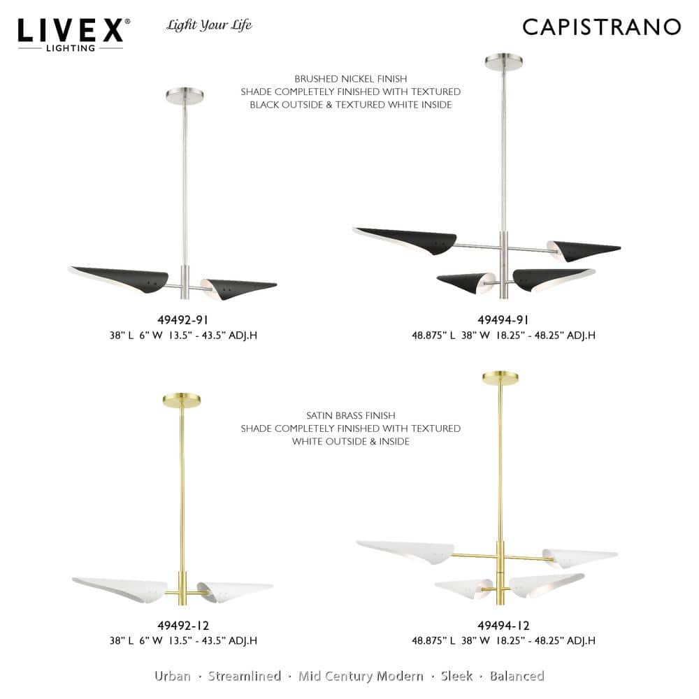 Brushed Nickel 4-Light Modern Pendant Chandelier
