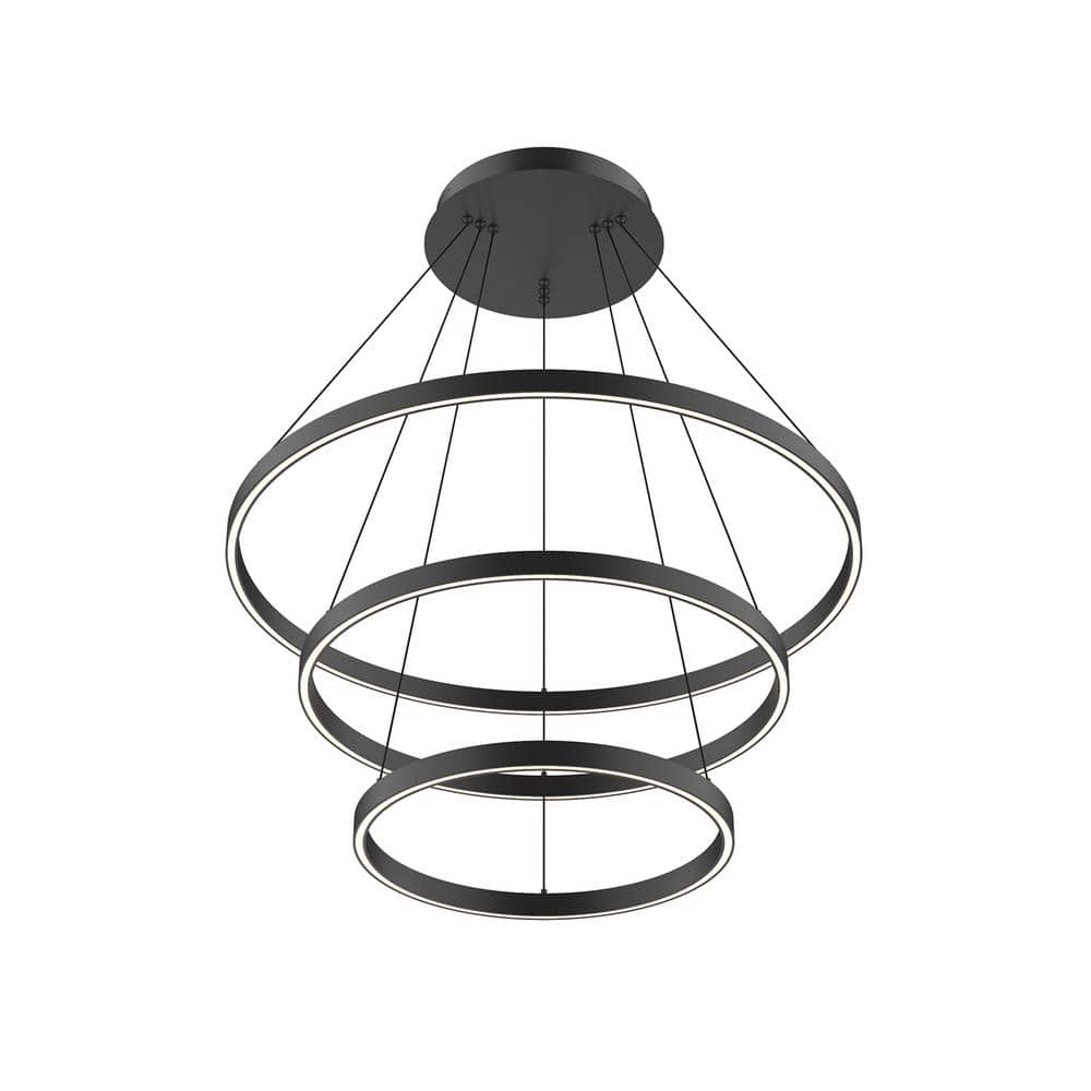 Cerchio 32 in. 3-Light 188-Watt Black Integrated LED Chandelier price history on PriceWatchPro