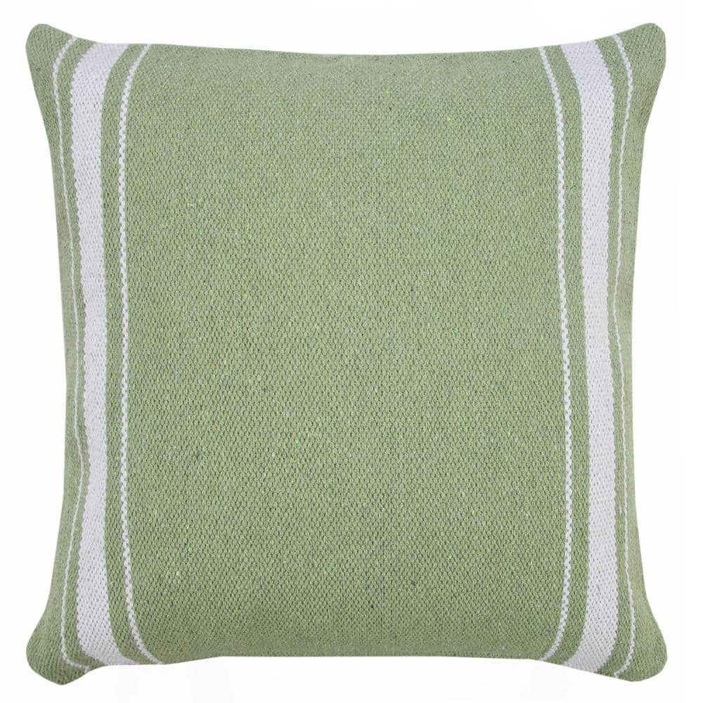 Balanced Green / White 20 in. x 20 in. Border Bold Halo Striped Indoor Thro