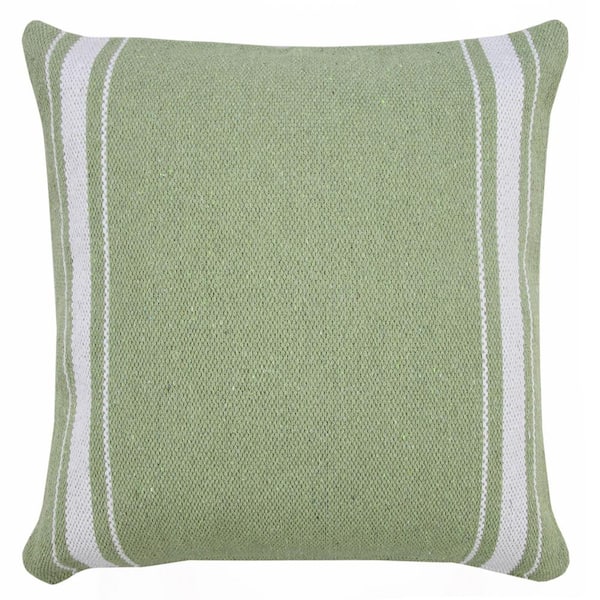 Unbranded Balanced Green / White 20 in. x 20 in. Border Bold Halo Striped Indoor Throw Pillow