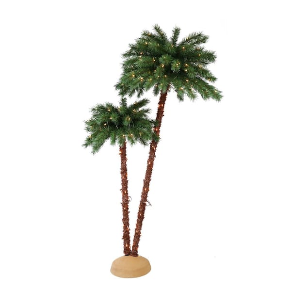 Puleo International 3.5 ft./6 ft. Pre-Lit Artificial Palm Tree with 175 UL-Listed Lights