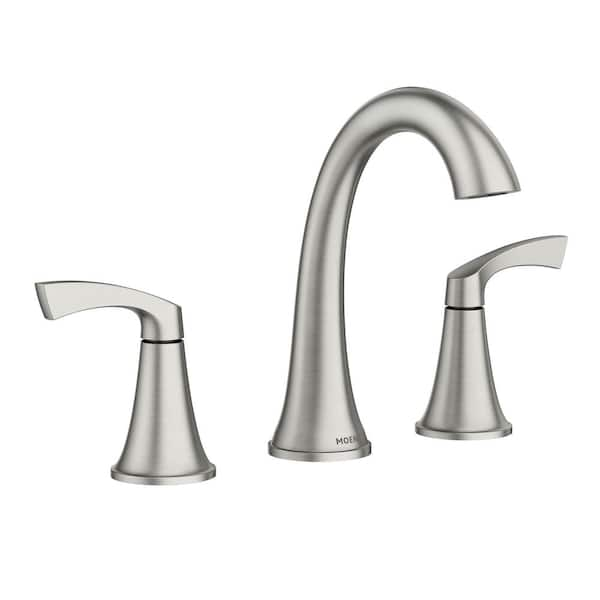 MOEN Korek 8 in. Widespread Double Handle High-Arc Bathroom Faucet in Spot Resist Brushed Nickel (Valve Included)