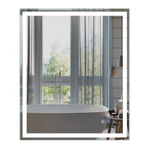 FORCLOVER 30 in. W x 36 in. H Rectangular Frameless Anti-Fog Dimmable LED Lighted Wall Mount Bathroom Vanity Mirror