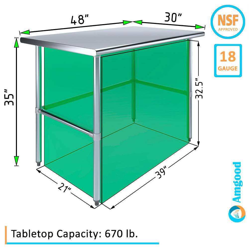 48" Stainless Steel Work Table with Galvanized Legs