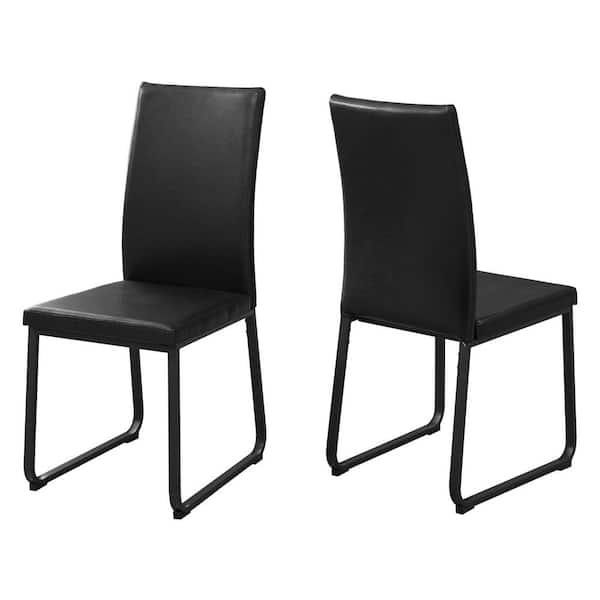 HomeRoots Jasmine Black Faux Leather Cushioned Parsons Chair (Set of 2)