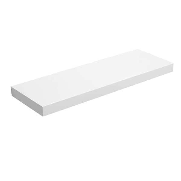 Benjara 7.9 in. W x 23.6 in. D White Rectangular Wood Wall Mounted Floating Decorative Wall Shelf