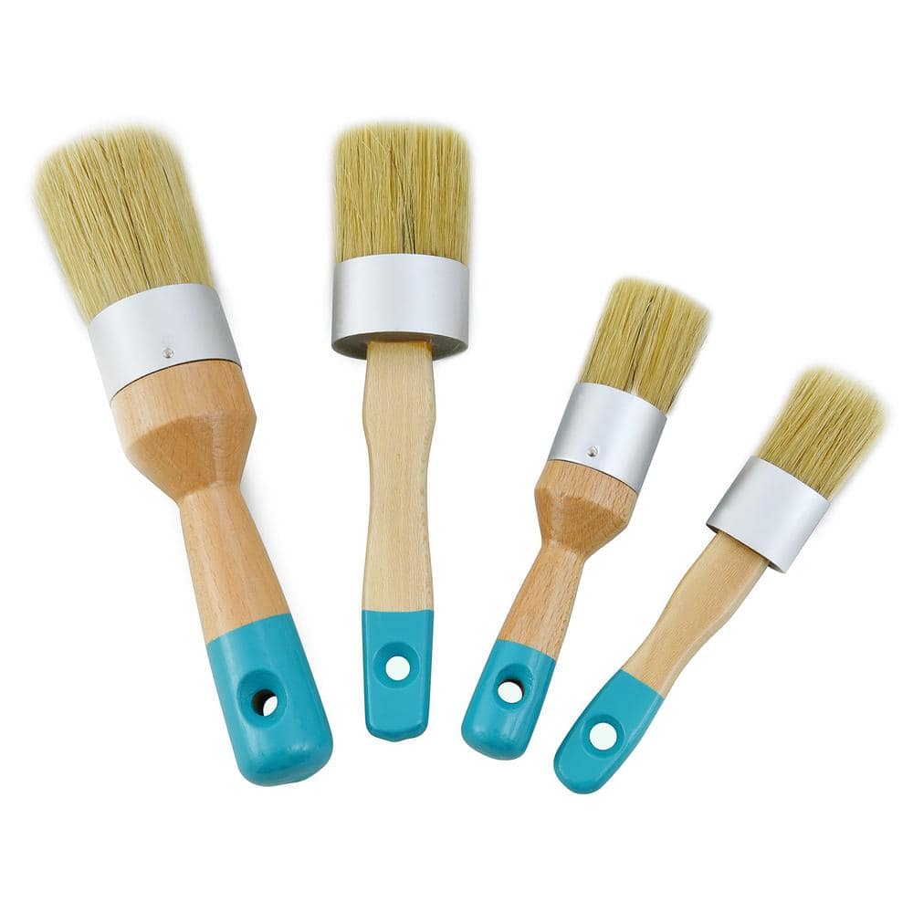 Fairnull 4Pcs Wax Paint Brush Soft Bristles Hand-held Simple Operation  Chalk Wax Paint Brush Furniture Set Home Supply 