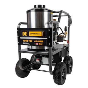 4000 PSI 4.0 GPM Hot Water Gas Pressure Washer Honda GX390 Engine and Comet Triplex Pump Powered Coated Roll Cage