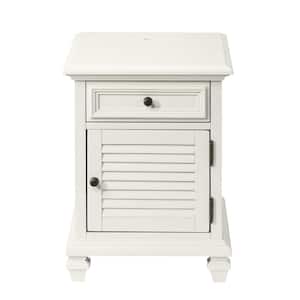 Charlestown White 24" Storage End Table with USB