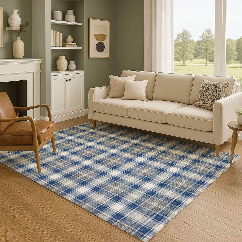 Mayfield Premium Machine Washable Abstract AMF1817 Navy 3 ft. x 4 ft. Area Rug price history on PriceWatchPro