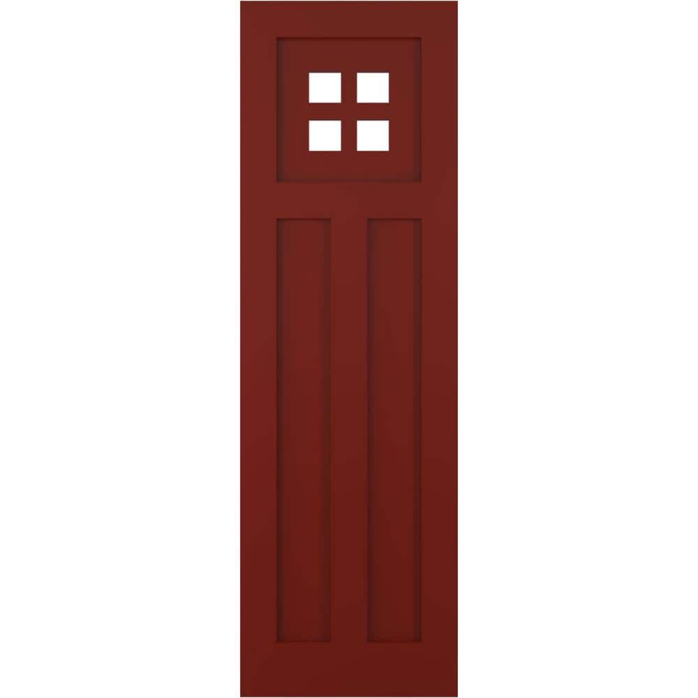 12 in. x 74 in. PVC True Fit San Antonio Mission Style Fixed Mount Flat Panel Shutters Pair in Pepper Red price history on PriceWatchPro