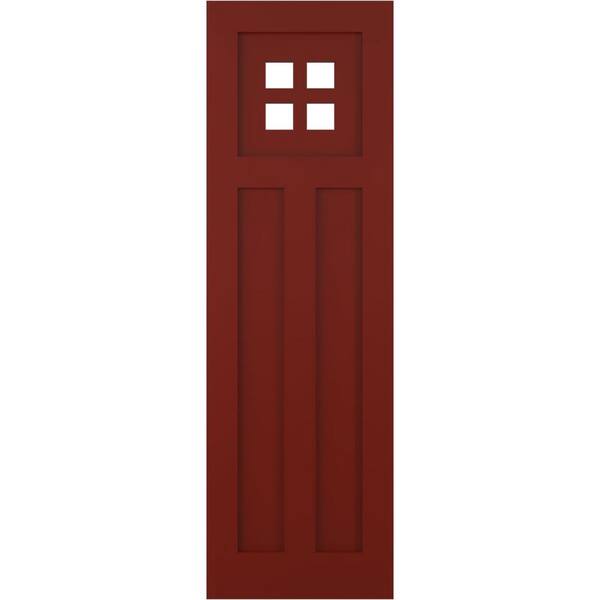 Ekena Millwork 15 in. x 53 in. True Fit PVC San Antonio Mission Style Fixed Mount Flat Panel Shutters Pair in Pepper Red
