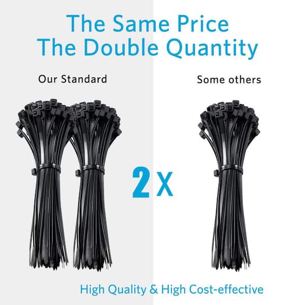 Lukyamzn UV Resistant Nylon Cable Zip Tie 4 in. Black 200-Pack