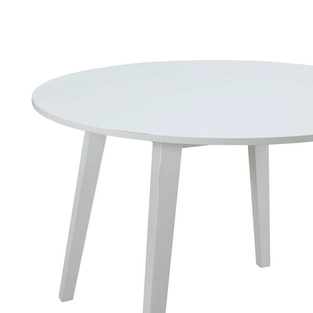White Round Wood Dining Set with Diamond Trellis Chairs
