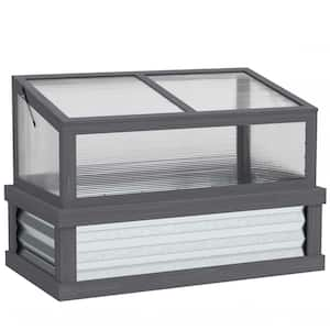 41 in. W x 22.5 in. D x 28.25 in. H Fir Wood, Polycarbonate Gray Wood Cold Frame Greenhouse, Raised Garden Bed