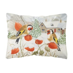 12 in. x 16 in. Multi-Color Lumbar Outdoor Throw Pillow European Goldfinches Fabric Decorative Pillow