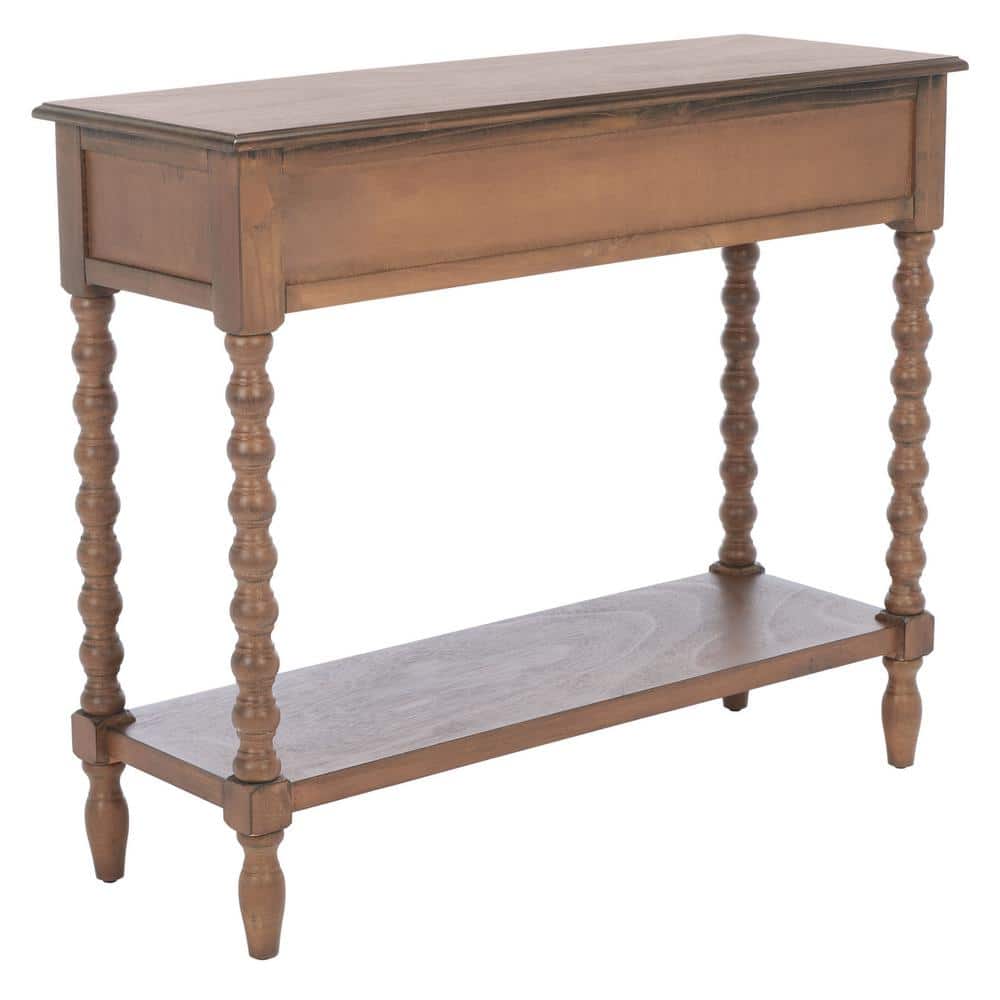 Athena Farmhouse 40" Brown Wood Console Table with Storage