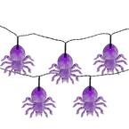 3 in. H Purple Battery Operated LED Spider Halloween Lights - 4.6 ft. Black Wire (10-Count)