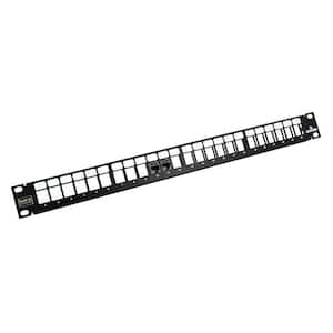24-Port QuickPort 1RU Patch Panel with eXtreme Cat 6+ Connectors and Cable Management Bar, Black