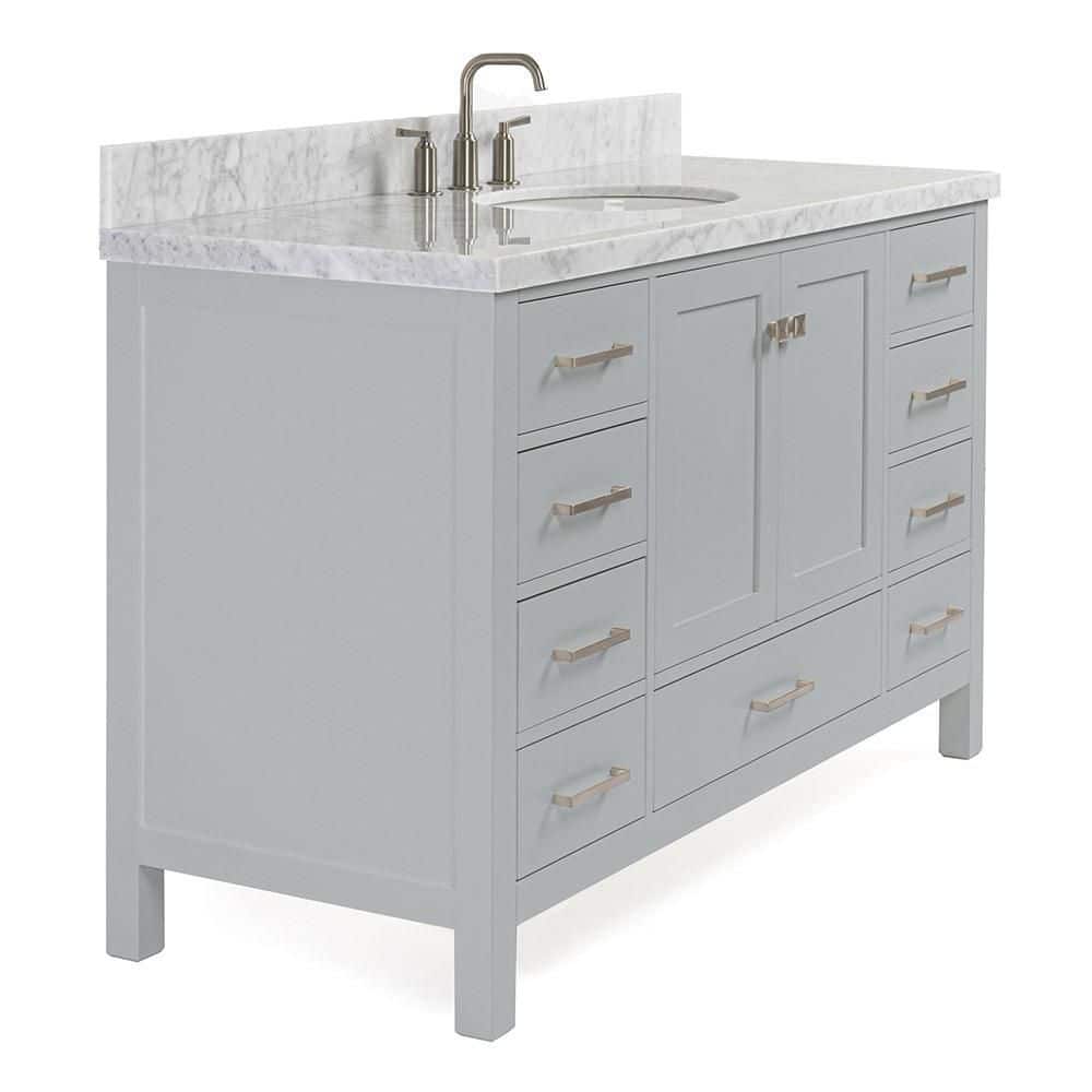 Cambridge 55" Gray Marble Single Basin Vanity Set