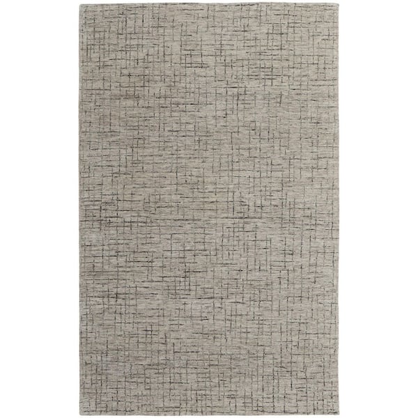 12 ft. x 15 ft. Ivory and Gray Wool Hand Tufted Distressed Area Rug