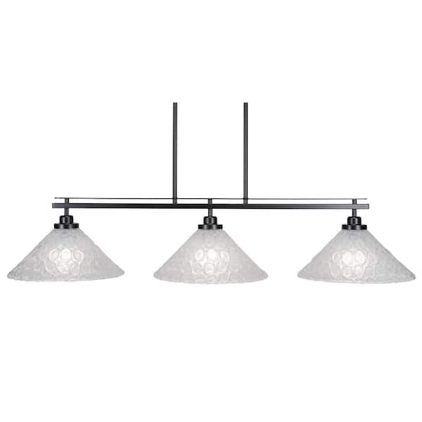 Unbranded Monroe 3-Light, Matte Black Billiard Light, Any room with 12 in. Italian Bubble Glass Shades no bulbs included