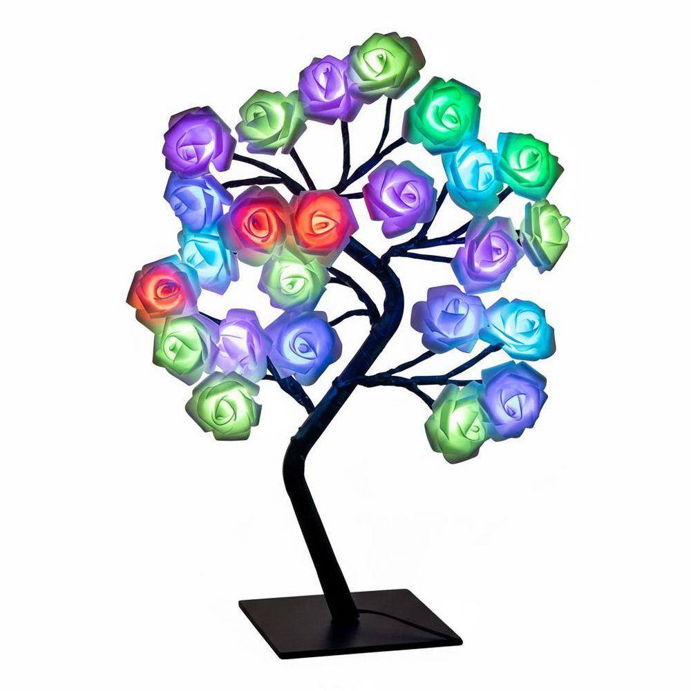 Artificial Rose Tree Lamp Multicolor LED Flower Night Light Tabletop ...