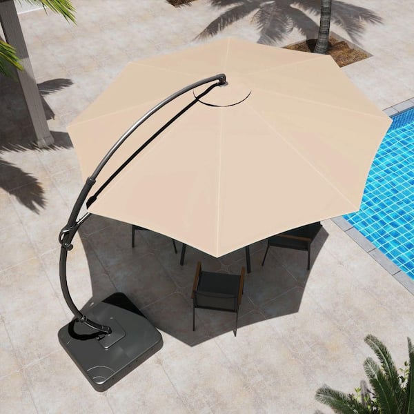 LAUSAINT HOME 12 ft. Aluminum Cantilever Patio Umbrella in Sunbrella Champagne