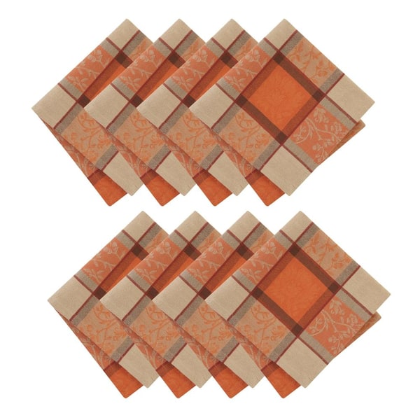 Threadmade Home Autumnal Harvest Jacquard Napkins, Set of 8, Multicolor - 17"W x 17"L
