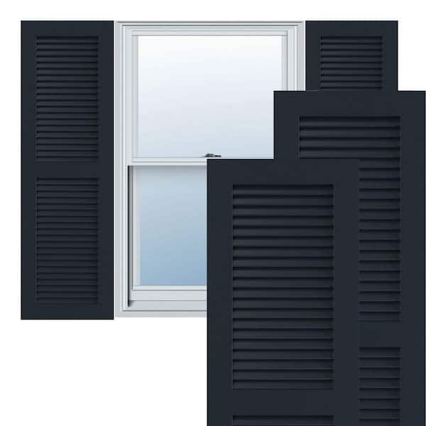 Ekena Millwork 18 in. x 39 in. PVC True Fit Two Equal Louvered Shutters  Pair in Starless Night Blue TFP101LVF18X039OB The Home Depot