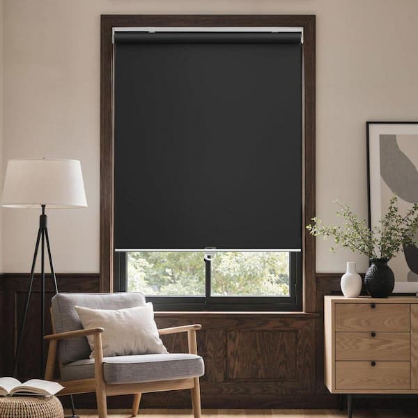Black Cordless Blackout Polyester Roller Shades for Windows UV