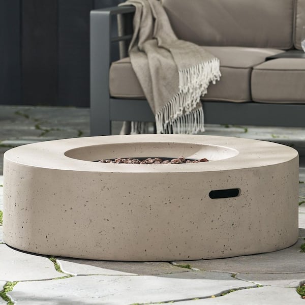 39 in. Light Grey Circular Propane Outdoor Fire Pit