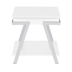 Zena 22 in. White Square Wood End Table