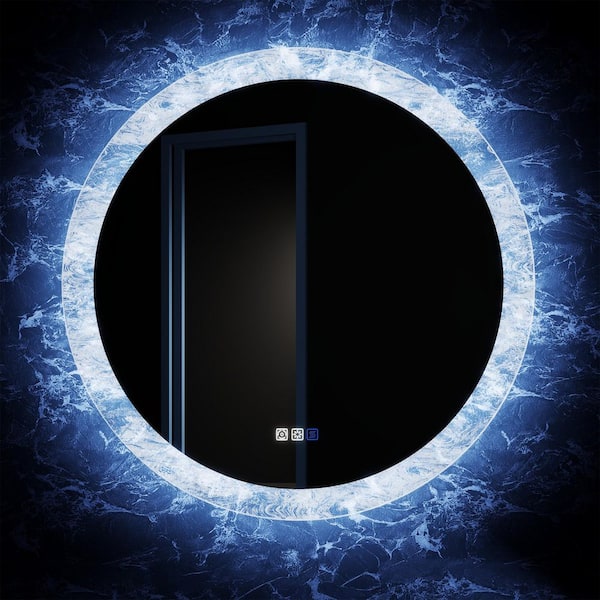 36 in. W x 36 in. H Round Frameless Wall LED Bathroom Vanity Mirror with Anti-Fog Backlit Lighted in Frosted White