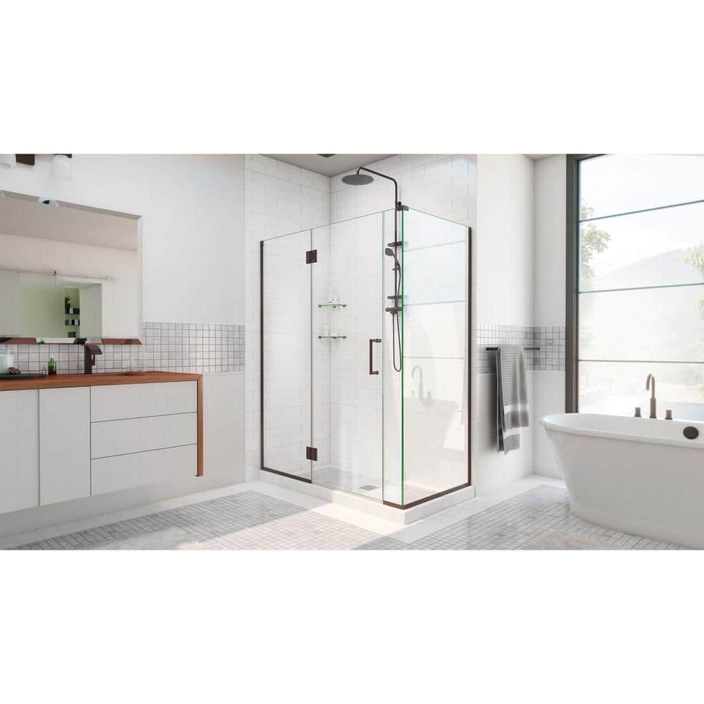 Unidoor-X 40" x 72" Frameless Hinged Shower Door in Oil Rubbed Bronze