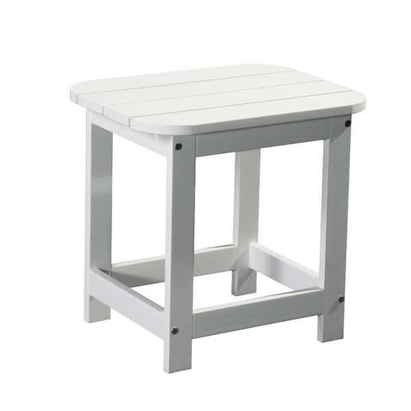PolyTeak All-Weather Outdoor Poly Lumber Plastic Compact Side Table, White